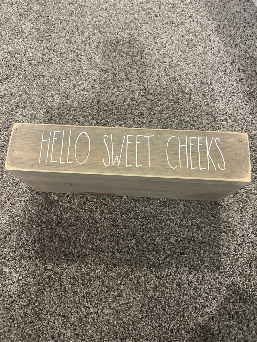 Wooden Tray "Hello Sweet Cheeks" - Neutral Beige For Bathroom